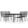 vidaXL Juego de comedor de jard&iacute;n 7 piezas negro