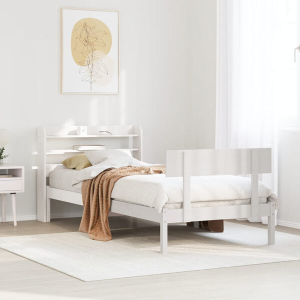 vidaXL Estructura de cama sin colch&oacute;n madera maciza blanca 90x190 cm