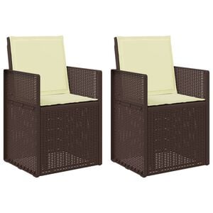 vidaXL Sillas de comedor de jard&iacute;n 2 uds. Marr&oacute;n y crema PP