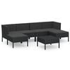 vidaXL Set de muebles de jard&iacute;n 7 pzas cojines rat&aacute;n sint&eacute;tico negro