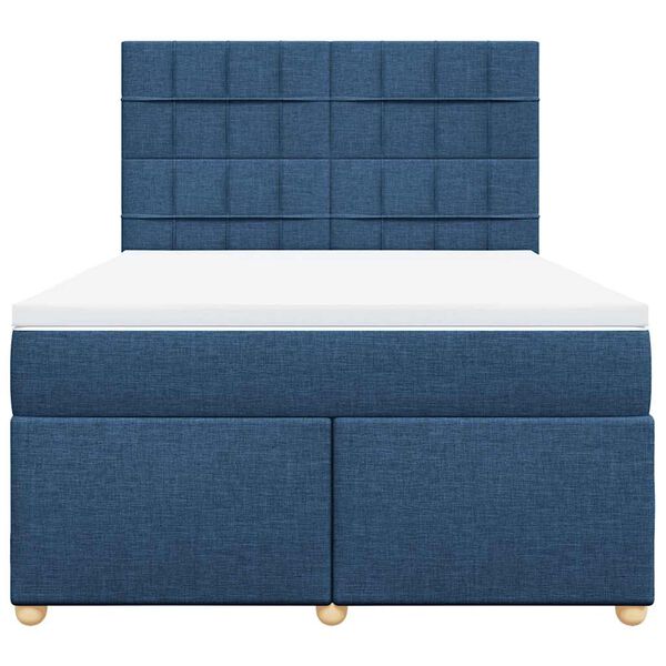 vidaXL Cama box spring con colch&oacute;n tela azul 140x190 cm