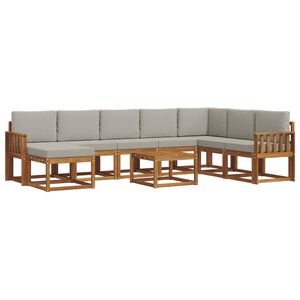 vidaXL Conjunto de sof&aacute;s de exterior 9 uds. Gris Natural y Claro