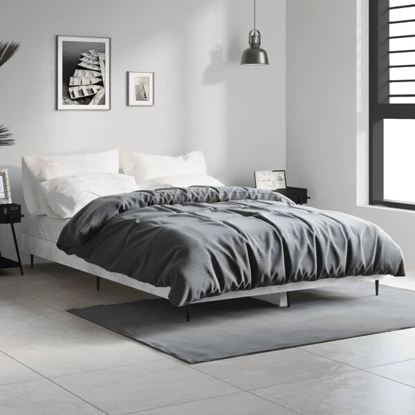 vidaXL Estructura de cama madera de ingeniería gris hormigón 120x190cm