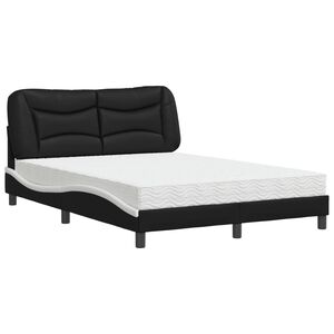 vidaXL Cama con colch&oacute;n Hvar cuero sint&eacute;tico negro y blanco 140x190 cm