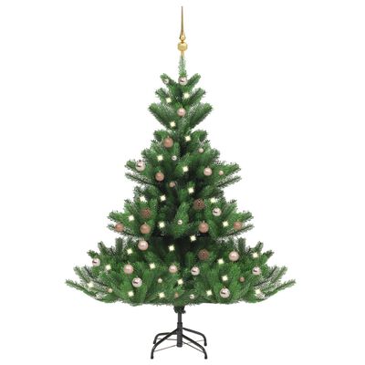 vidaXL Árbol de Navidad abeto Nordmann con LEDs y bolas verde 120 cm
