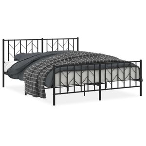 vidaXL Estructura cama sin colchón con estribo metal negro 160x200 cm