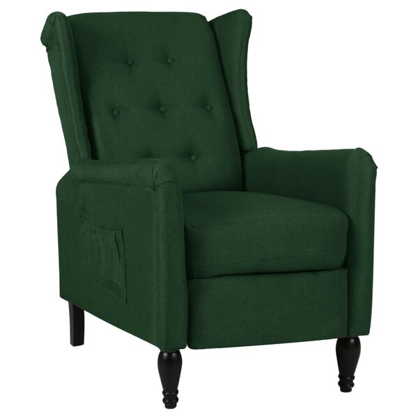 vidaXL Sill&oacute;n reclinable de tela verde oscuro