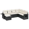 vidaXL Set de comedor de jard&iacute;n 7 pzas y cojines rat&aacute;n sint&eacute;tico negro