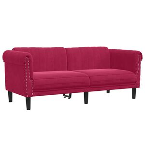 vidaXL Sof&aacute; de 2 plazas terciopelo rojo tinto