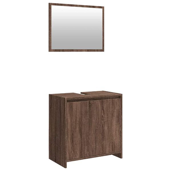 vidaXL Set de muebles ba&ntilde;o 2 pzas madera contrachapada marr&oacute;n roble