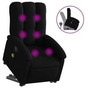 vidaXL Sill&oacute;n reclinable de masaje elevable tela negro