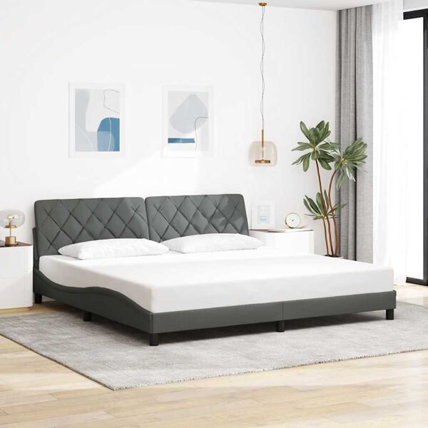 vidaXL Estructura de cama sin colch&oacute;n tela gris oscuro 200x200 cm