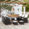 vidaXL Set comedor de jard&iacute;n 11 piezas y cojines rat&aacute;n sint&eacute;tico negro