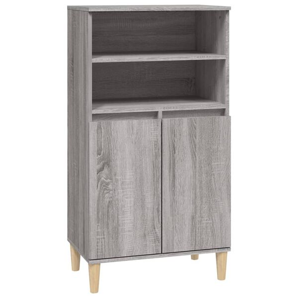 vidaXL Aparador alto de madera contrachapada gris Sonoma 60x36x110 cm