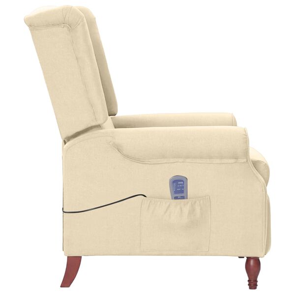 vidaXL Sillón de masaje reclinable de tela crema