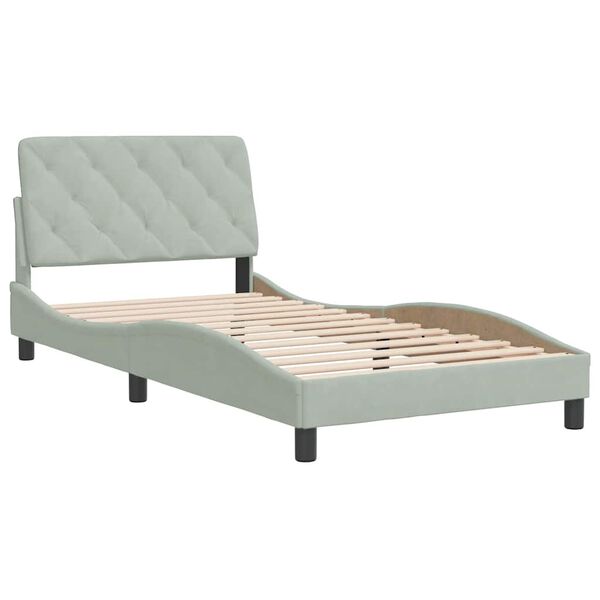 vidaXL Estructura de cama sin colch&oacute;n terciopelo gris claro 100x200 cm