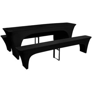 3 fundas negras estirables para mesa y 2 bancos 220x50x80 cm