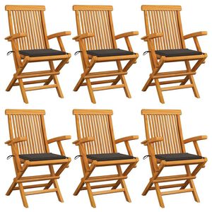 vidaXL Sillas de jard&iacute;n 6 uds madera teca con cojines gris taupe