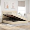 vidaXL Cama con almacenamiento y colch&oacute;n Crema 160 x 200 cm Poli&eacute;ster