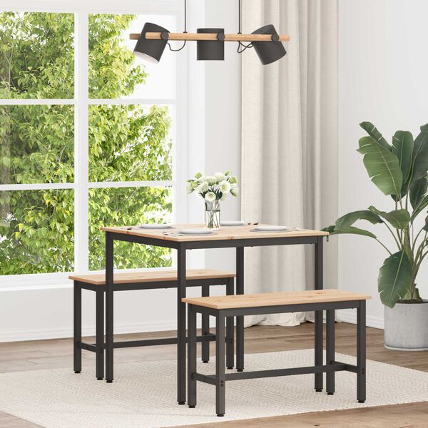 vidaXL Mesa de Comedor Natural 80 x 80 x 75 cm Madera de pino macizo