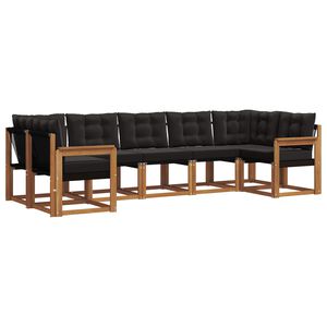 vidaXL Conjunto de sof&aacute;s de exterior con coj&iacute;n 7 pcs Natural y negro