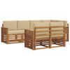 vidaXL Juegos de sof&aacute;s 7 pcs Natural y Beige Madera de Acacia S&oacute;lida