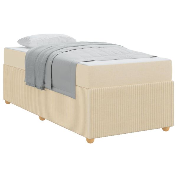 vidaXL Estructura de cama con colch&oacute;n Crema 100 x 200 cm tela