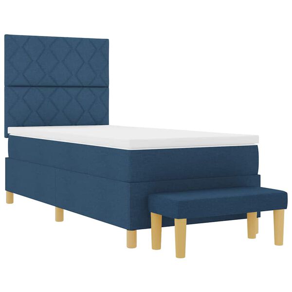 vidaXL Cama tipo Box Spring con colch&oacute;n Azul 100 x 200 cm tela