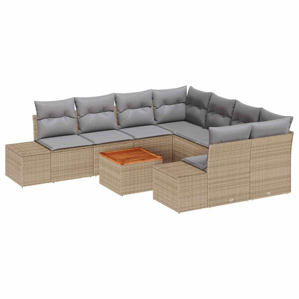 vidaXL Conjunto de sofá de jardín 9 pcs beige y gris claro