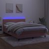 vidaXL Cama box spring colch&oacute;n y LED terciopelo rosa 140x190 cm