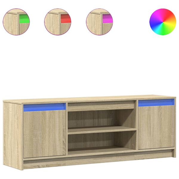 vidaXL Mueble de TV LED madera ingenier&iacute;a roble Sonoma 139,5x34x50 cm
