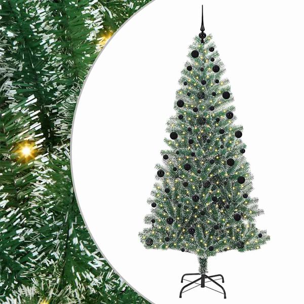 vidaXL &Aacute;rbol de Navidad Artificial Nevado con Luz LED Verde y 210 cm