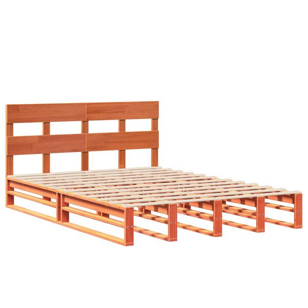 vidaXL Cama sin colchón madera maciza de pino marrón cera 140x200 cm