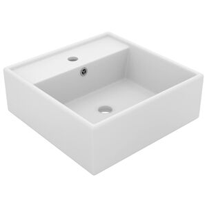 vidaXL Lavabo cuadrado rebosadero cer&aacute;mica blanco mate 41x41 cm