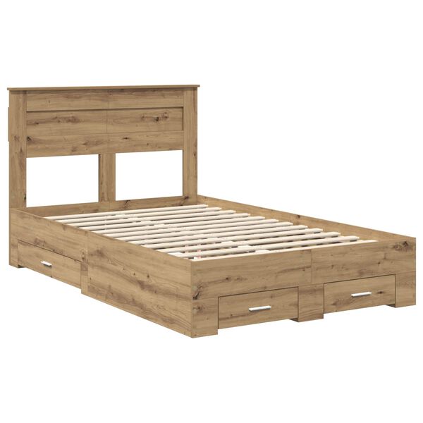 vidaXL Estructura de cama con cabecera Roble artesanal 120 x 190 cm