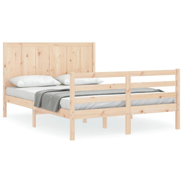 vidaXL Estructura de cama con cabecero madera maciza 140x200 cm