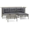 vidaXL Set de muebles de jard&iacute;n 5 pzas y cojines rat&aacute;n sint&eacute;tico gris