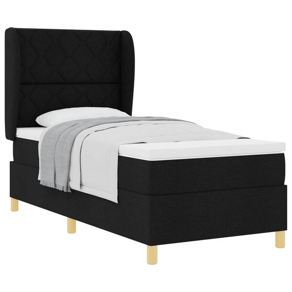 vidaXL Cama con Somier y Colch&oacute;n Gris Oscuro 90x190 cm de Tela Negro