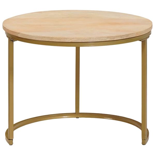 vidaXL Mesas de Caf&eacute; Nido 3 pcs Marr&oacute;n Madera maciza de mango y acero