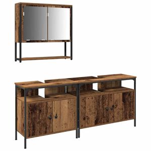 vidaXL Juego de muebles de ba&ntilde;o 3 uds. Marr&oacute;n Madera de ingenier&iacute;a