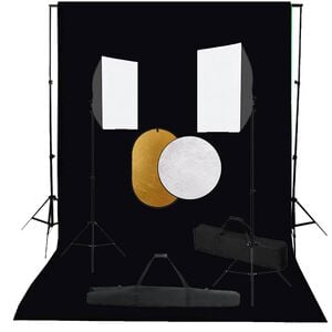 vidaXL Kit de estudio fotogr&aacute;fico con luces softbox, fondo y reflector