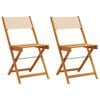 vidaXL Sillas plegables (2 unidades) color beige, madera maciza de acacia y tela.