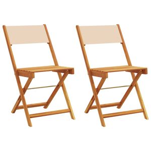 vidaXL Sillas plegables (2 unidades) color beige, madera maciza de acacia y tela.