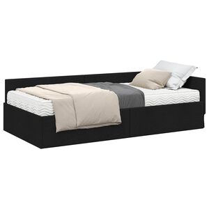 vidaXL Estructura de Cama Esquina con Colch&oacute;n Otro 2 pcs Negro tela