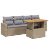 vidaXL Juego de sof&aacute;s jard&iacute;n con cojines 5 pzas rat&aacute;n sint&eacute;tico beige