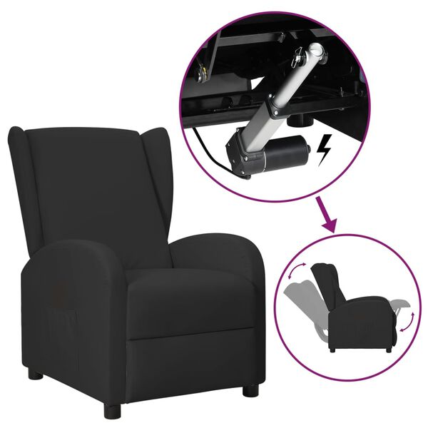 vidaXL Sill&oacute;n orejero elevable de cuero sint&eacute;tico negro