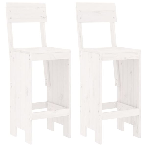 vidaXL Set de mesa y taburetes altos jardín 3 pzas madera pino blanco