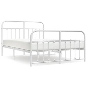 vidaXL Estructura cama sin colch&oacute;n con estribo metal blanco 135x190 cm