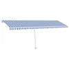 vidaXL Toldo manual con LED solar 6 x 3 m Rayas Azul y Blanca