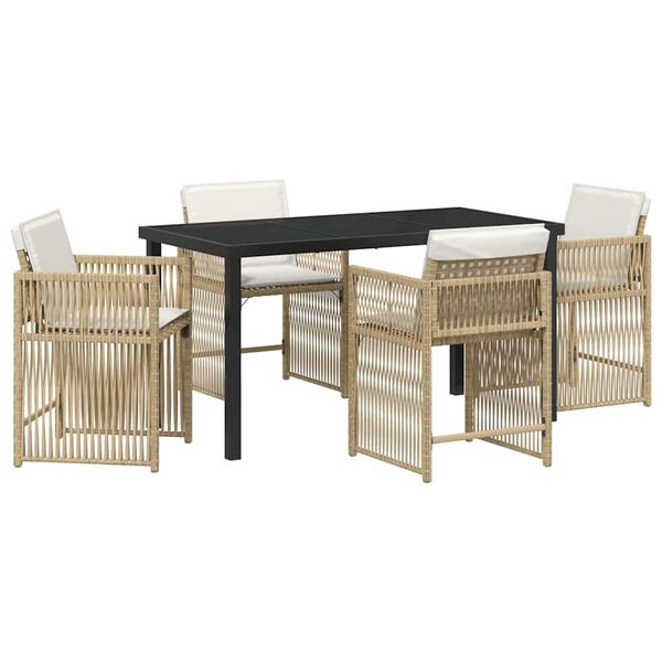 vidaXL Conjunto de Comedor de Jard&iacute;n 5 pcs Beige rat&aacute;n sint&eacute;tico